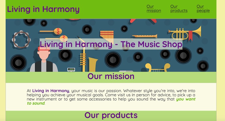 The fictional music Shop Living in Harmony